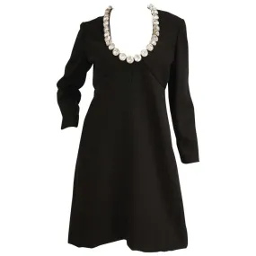 1960s Donald Brooks Black Cocktail Dress with Riviera Rhinestone Neckline