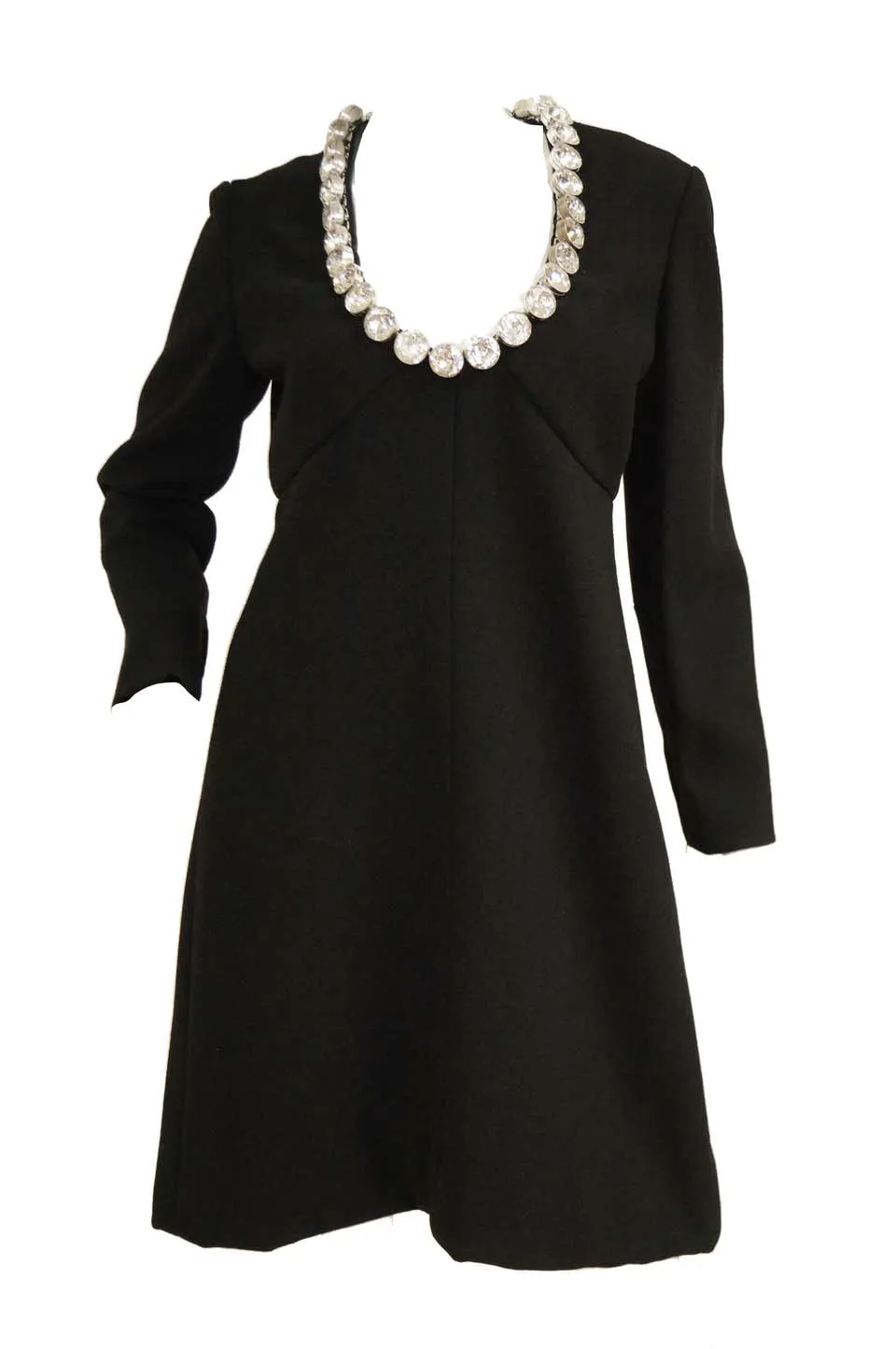 1960s Donald Brooks Black Cocktail Dress with Riviera Rhinestone Neckline