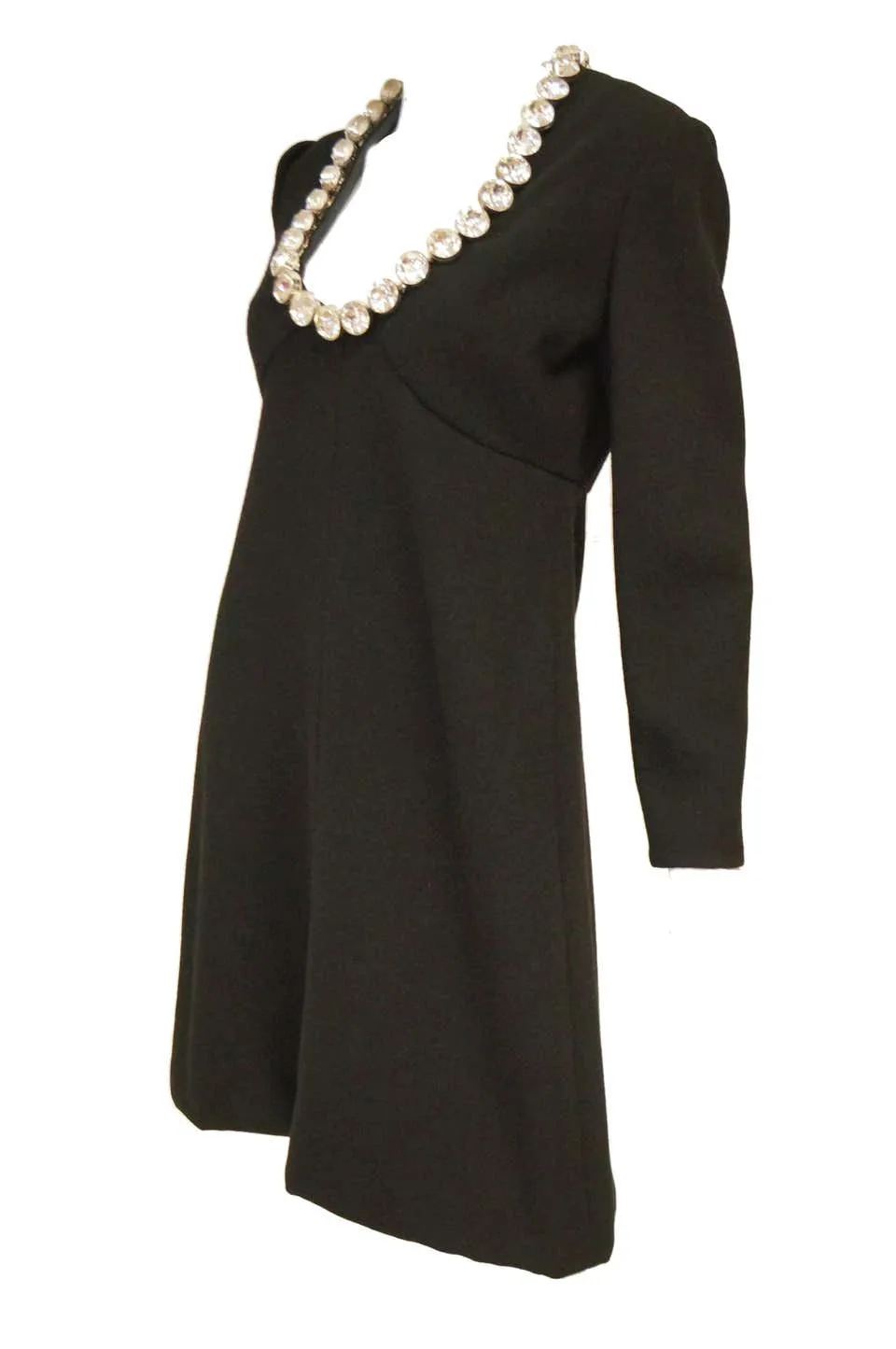 1960s Donald Brooks Black Cocktail Dress with Riviera Rhinestone Neckline