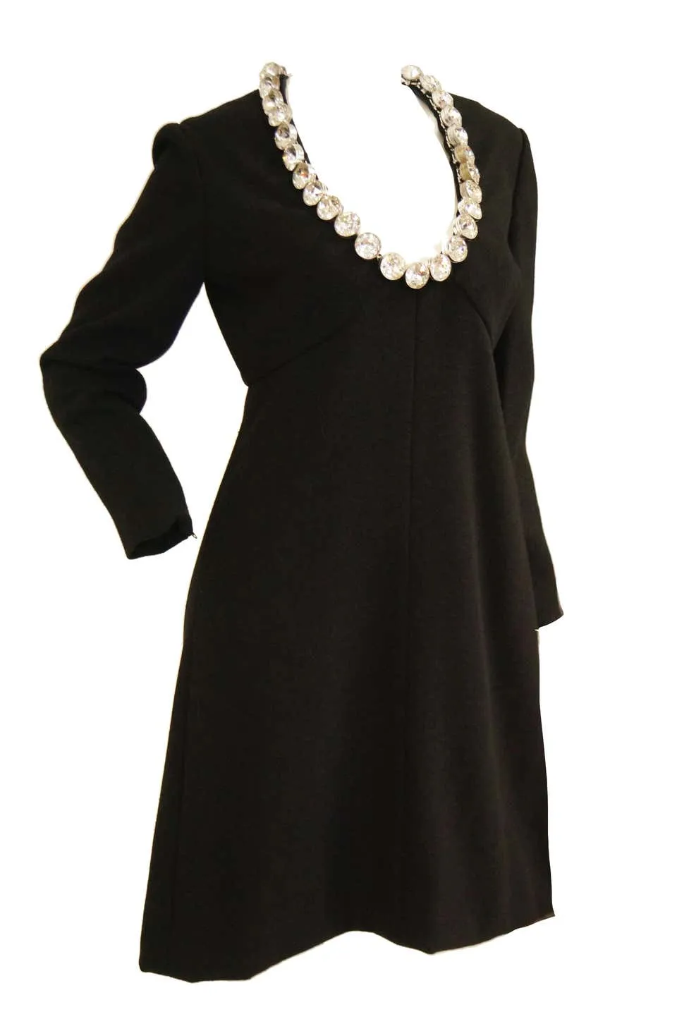 1960s Donald Brooks Black Cocktail Dress with Riviera Rhinestone Neckline