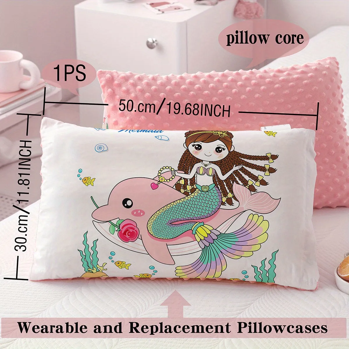 1pc Super Soft Sleeping Pillow, Cartoon Pattern Children's Pillow Soothing Pillow With Zipper Removable And Washable Pillow For Kids Boys Girls