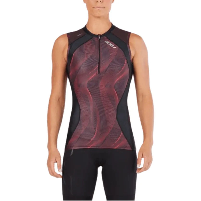 2XU Women's Compression Tri Singlet - Black/Red