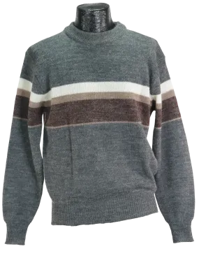 90s Trent Gray/Brwn Fuzzy Sweater     L