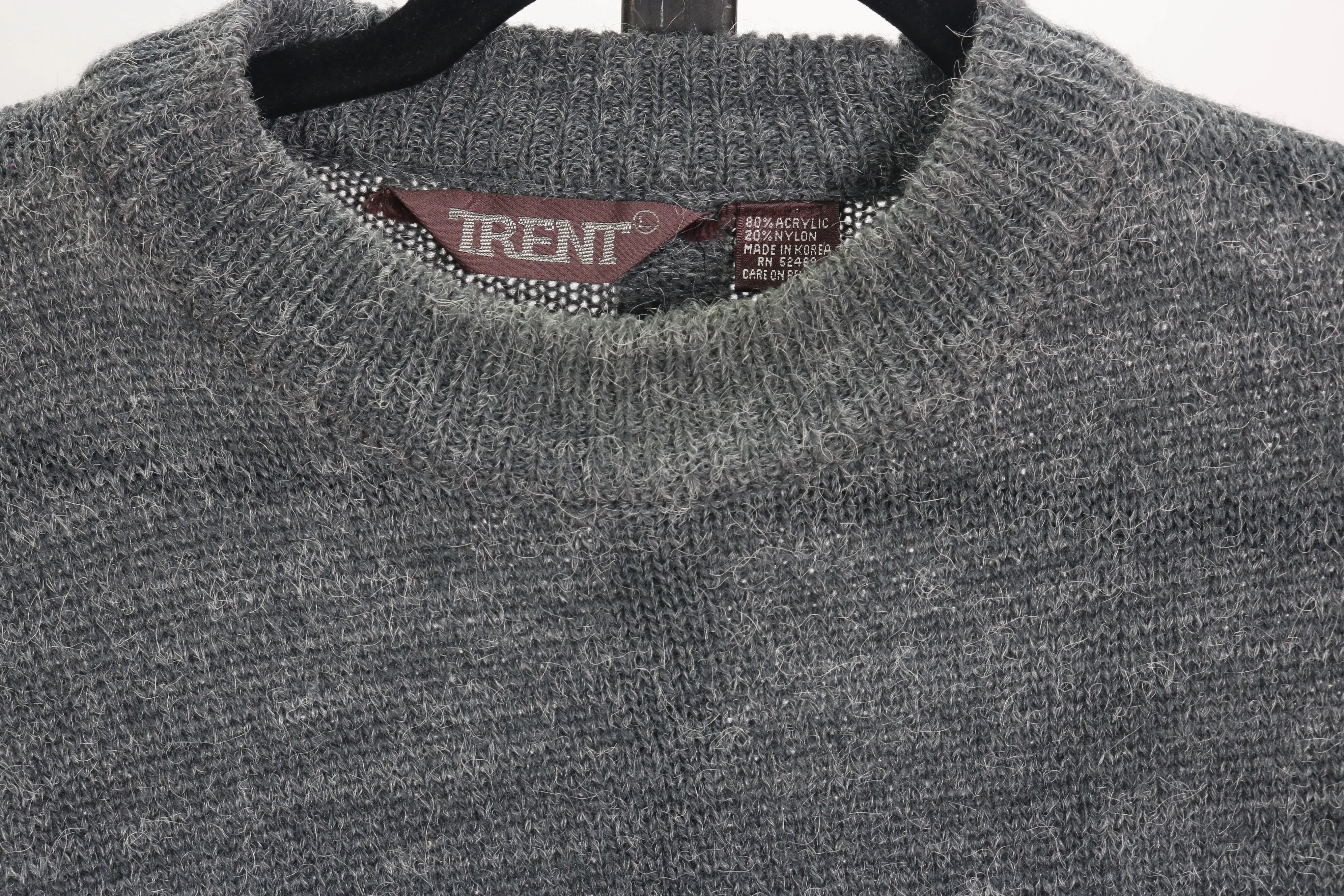 90s Trent Gray/Brwn Fuzzy Sweater     L