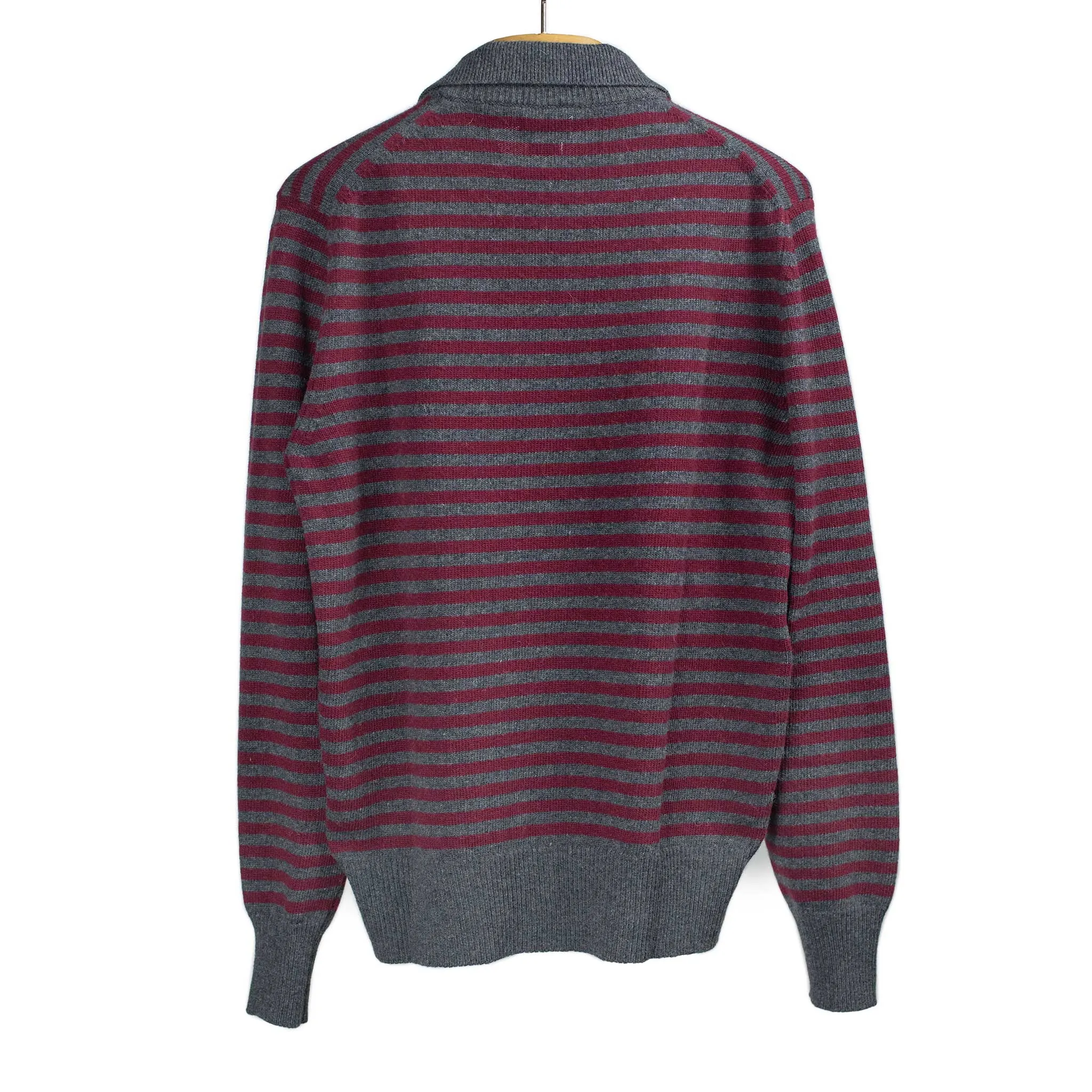 Aardesia striped crewneck sweater with layered collar