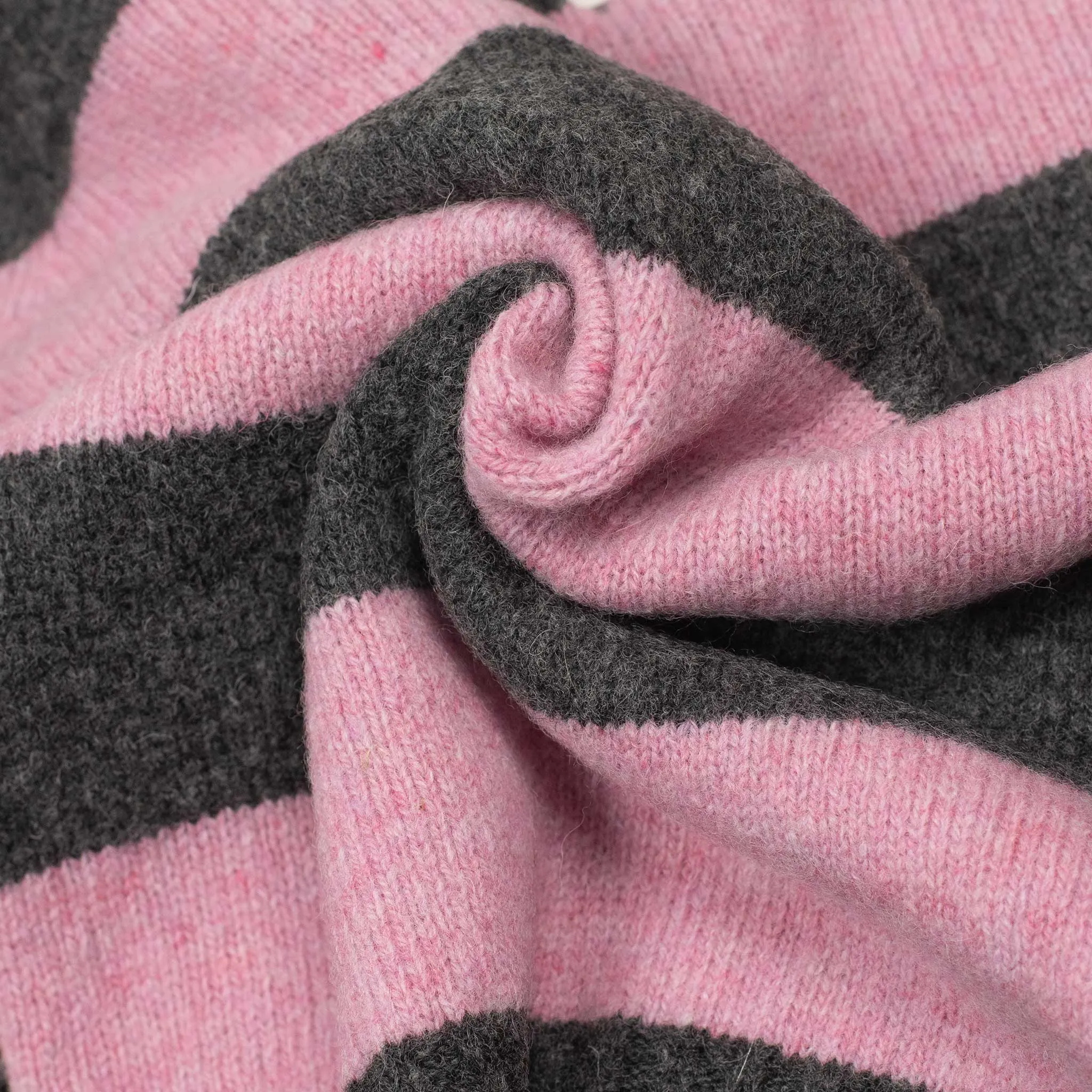 Aarsenal rugby polo sweater in grey and pink striped wool