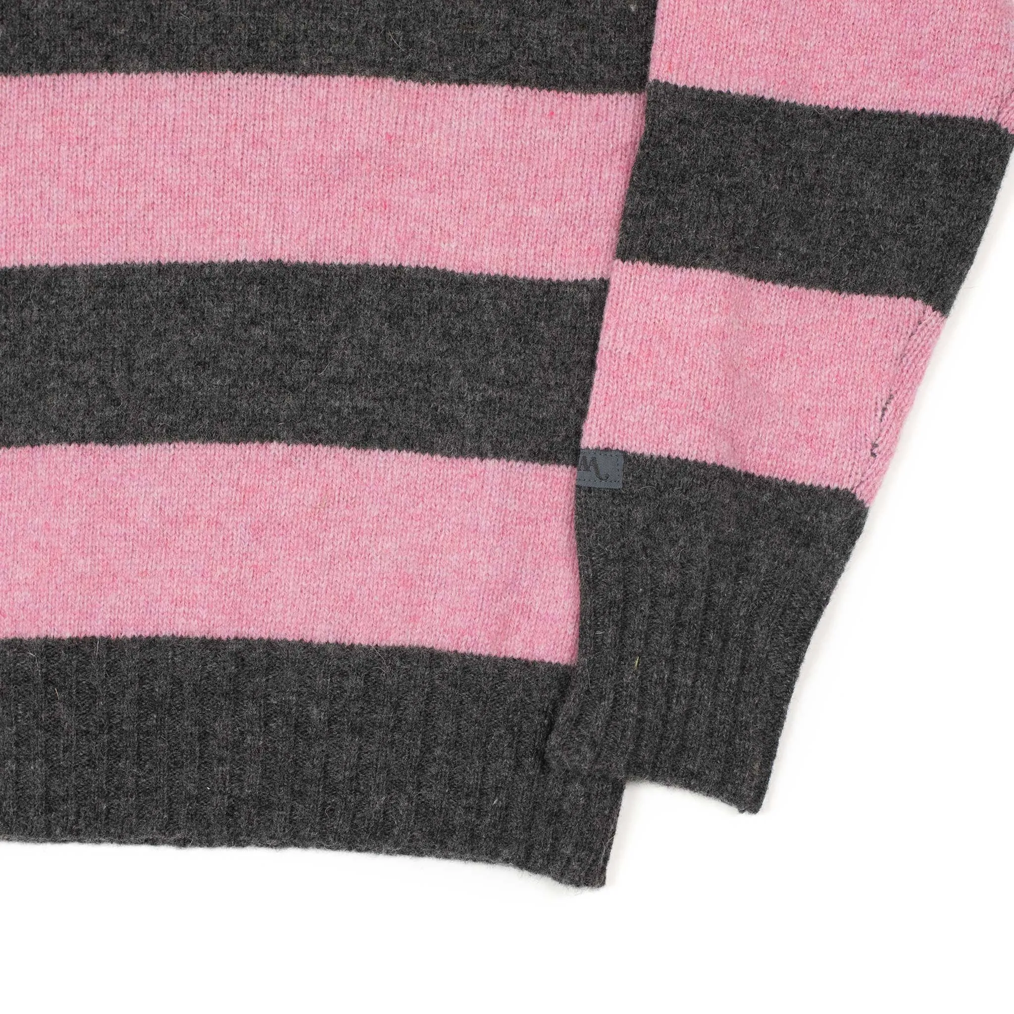 Aarsenal rugby polo sweater in grey and pink striped wool