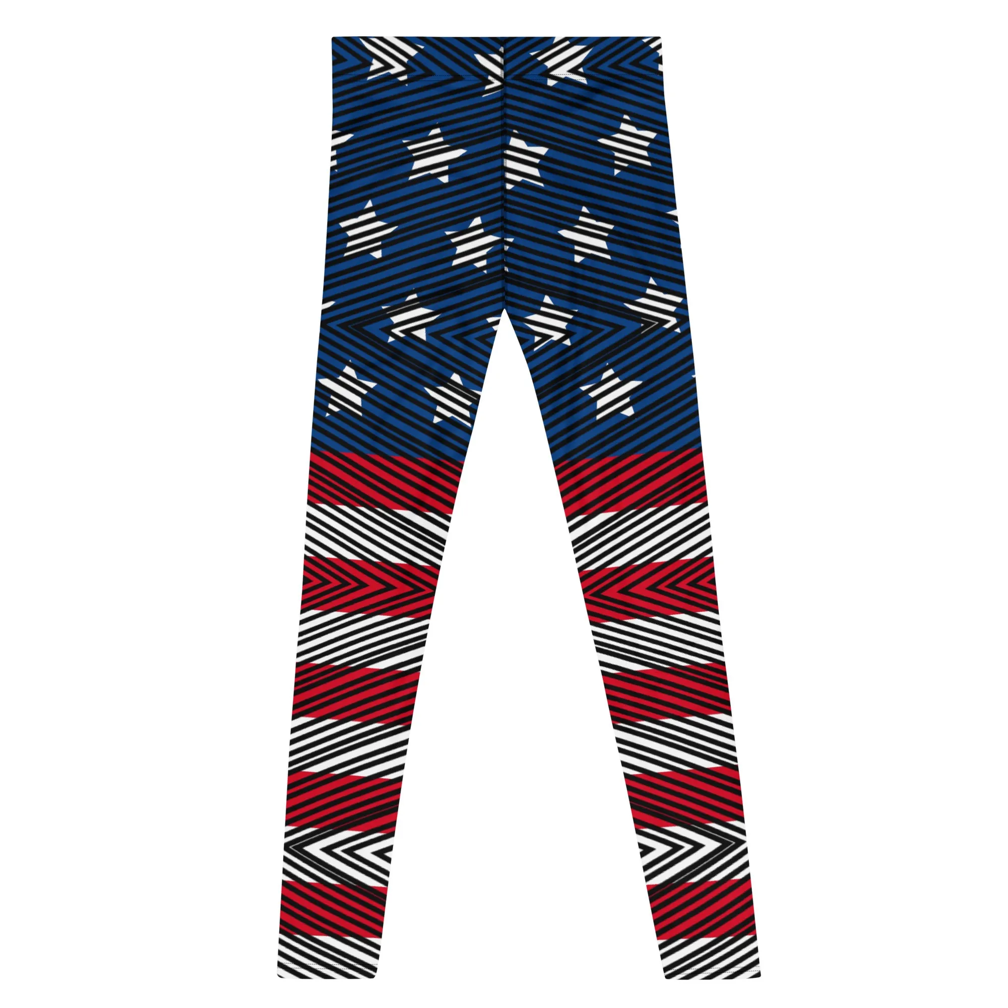 American Flag Striped Men's Leggings, US National Holiday Party Meggings Premium Tights-Made in USA/EU/MX