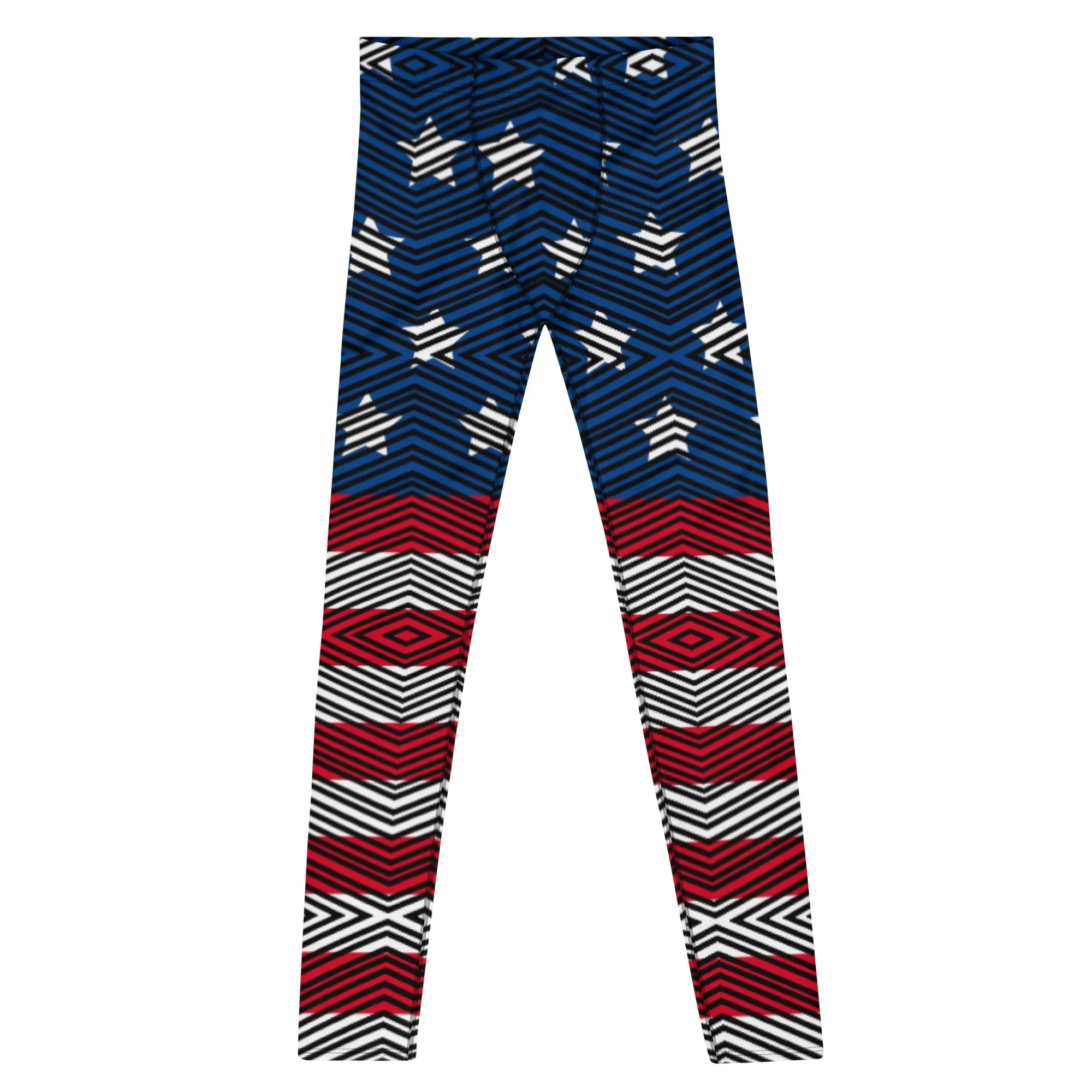 American Flag Striped Men's Leggings, US National Holiday Party Meggings Premium Tights-Made in USA/EU/MX