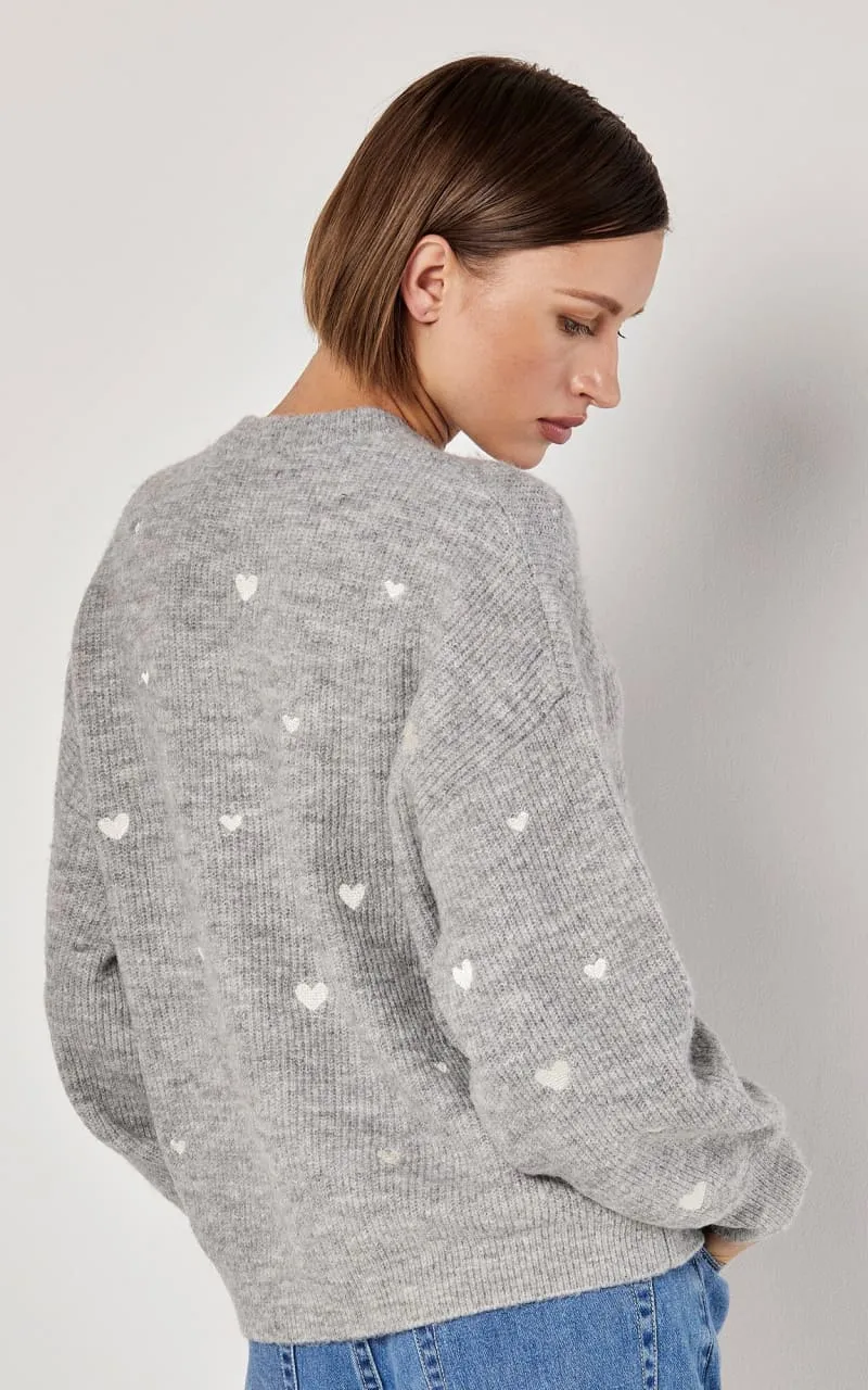 Apricot - Embroidered Heart Sweater