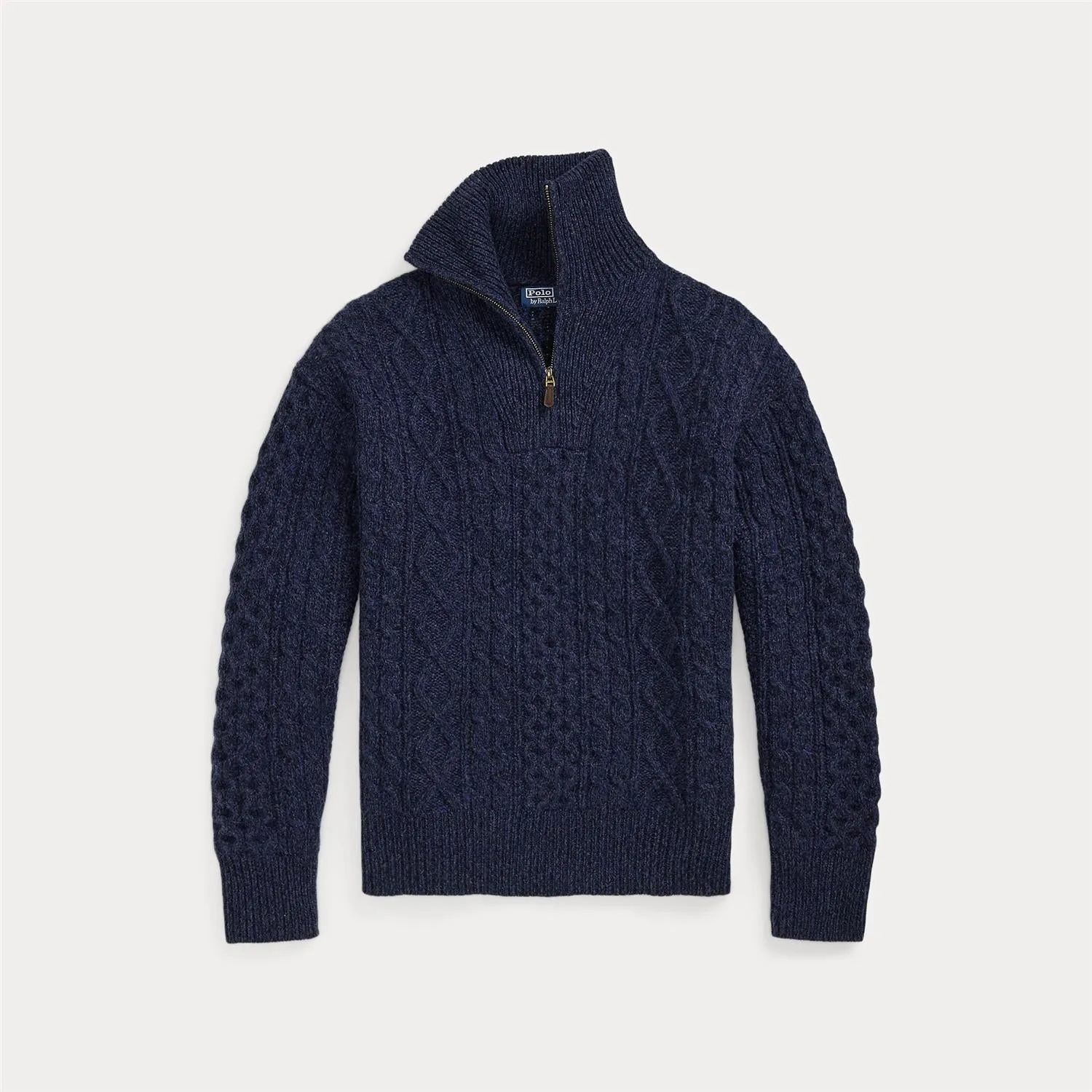 ARAN WOOL-ALPACA QUARTER-ZIP SWEATER