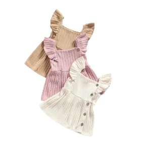 Baby Girls Sweater Knit Flutter Sleeve Dress Infant Layette.