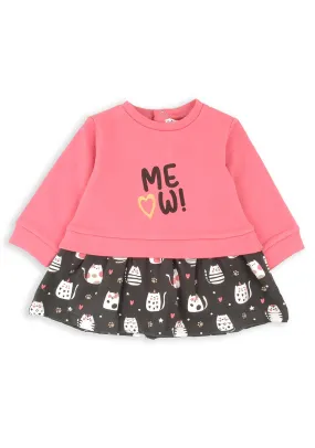 Babybol Baby Girl Meow Sweater Dress, Pink