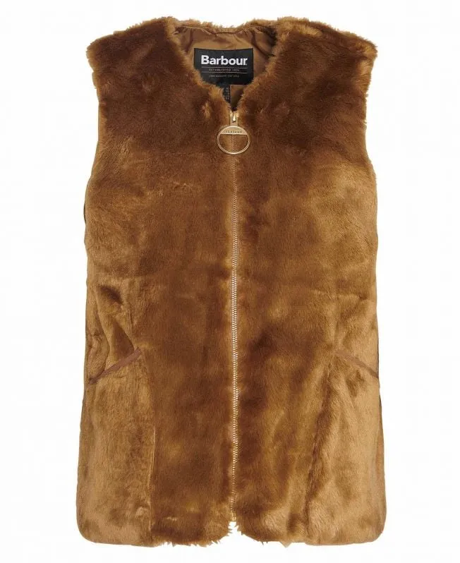 Barbour Barn Gilet Eco Fur Marrone Donna