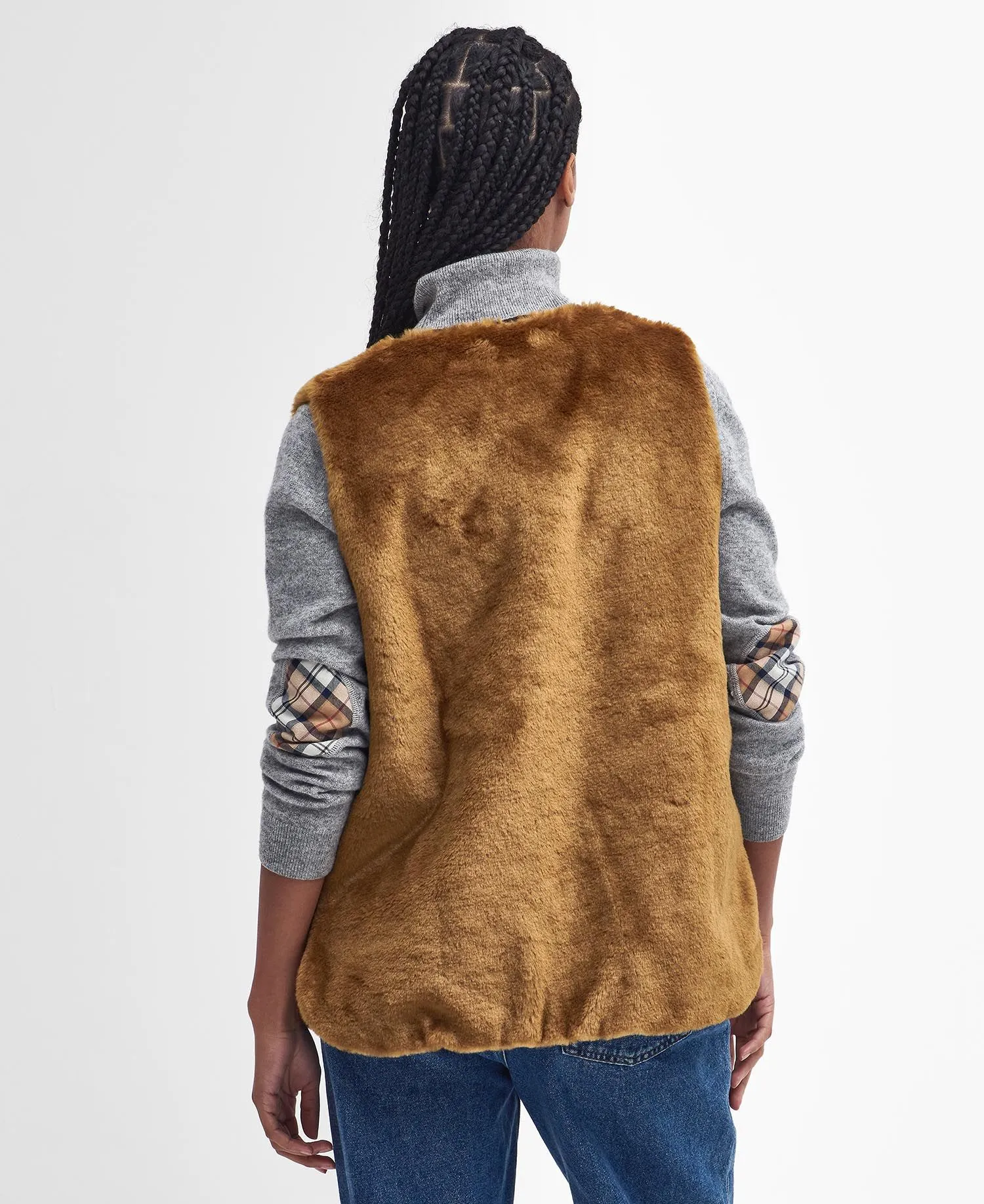 Barbour Barn Gilet Eco Fur Marrone Donna