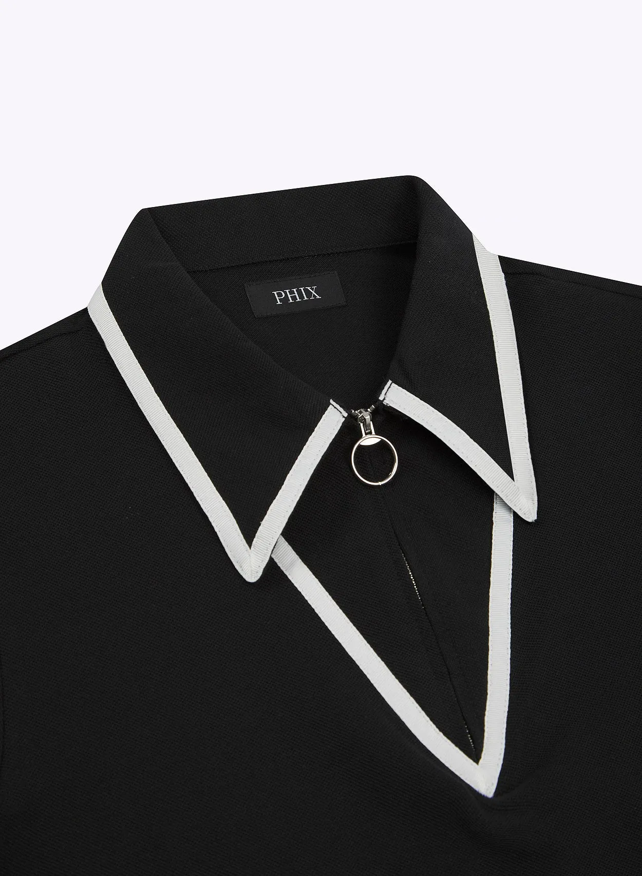 Black Carnaby Circle Zip Cotton Polo Shirt