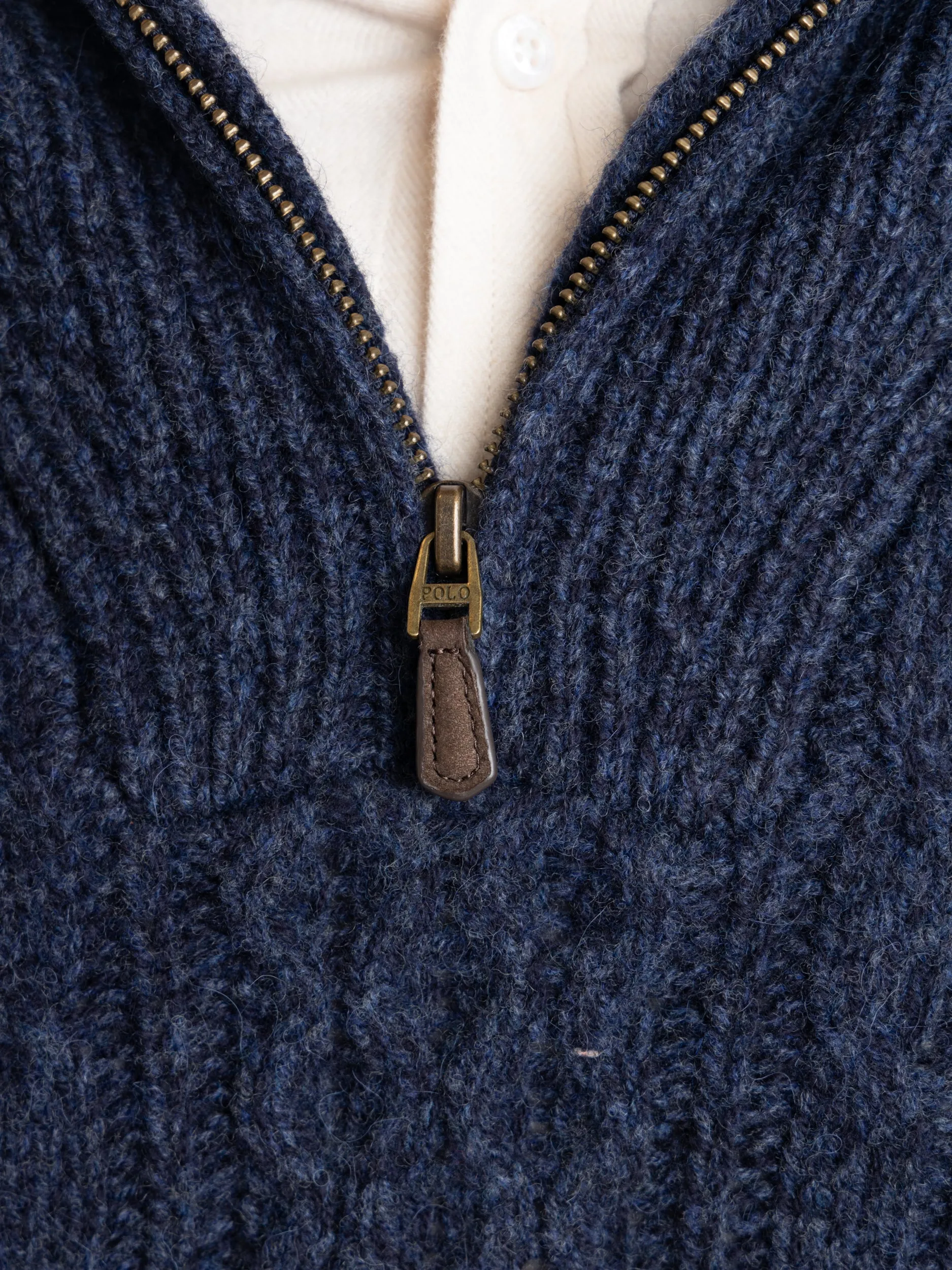 Blue Wool Quarter Zip Knit