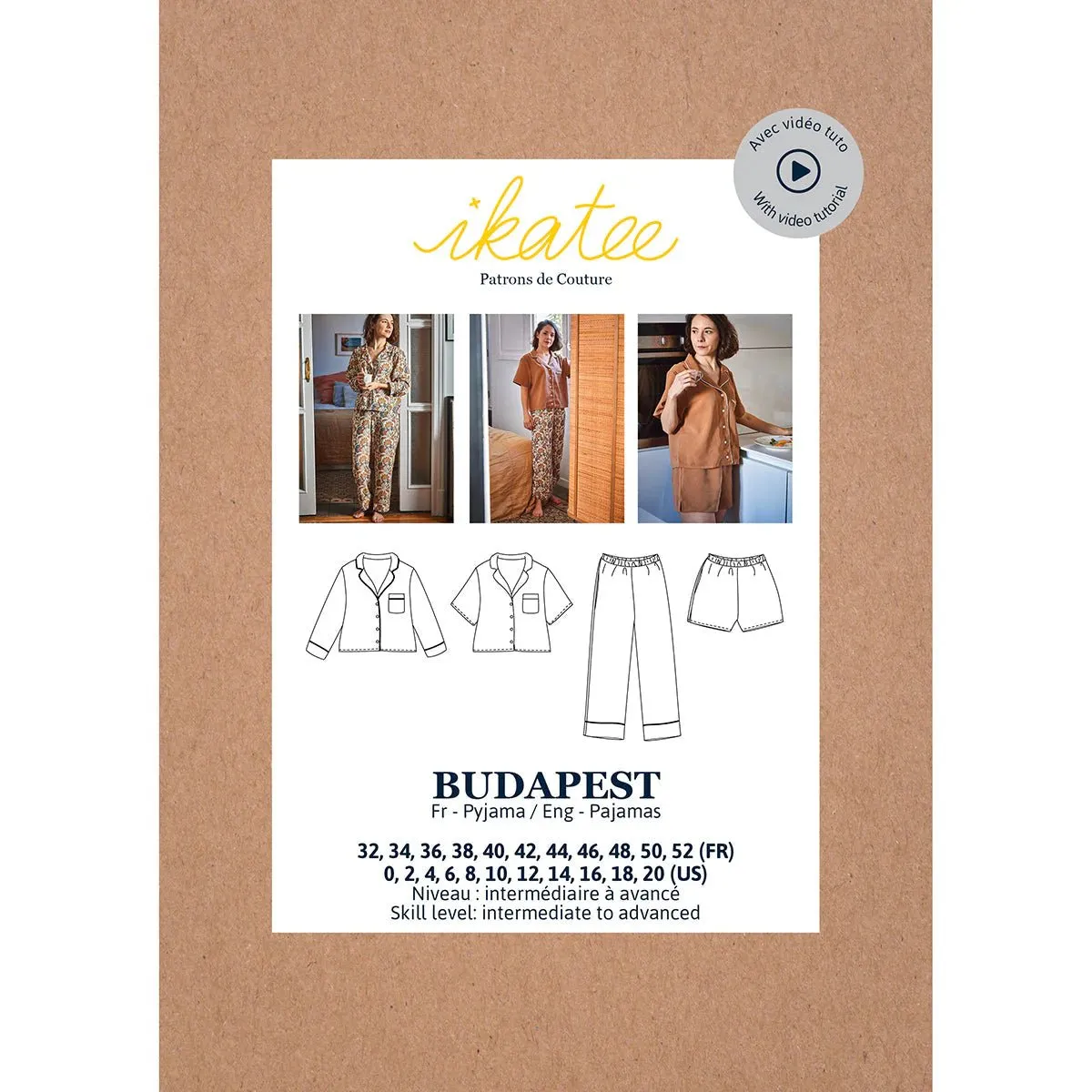 BUDAPEST Pajamas - Women 34/52 Paper Sewing Pattern - Ikatee