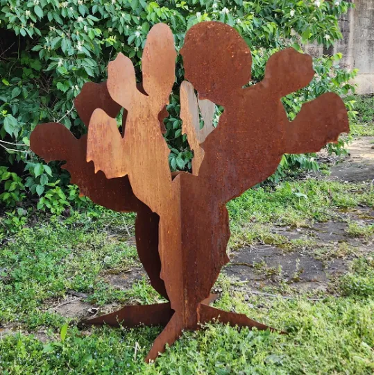 Bunny Ear Cactus Metal Sculpture - Metal Yard Art Sculpture - Tall Cactus Sculpture - Cactus Plant - Garden Decor