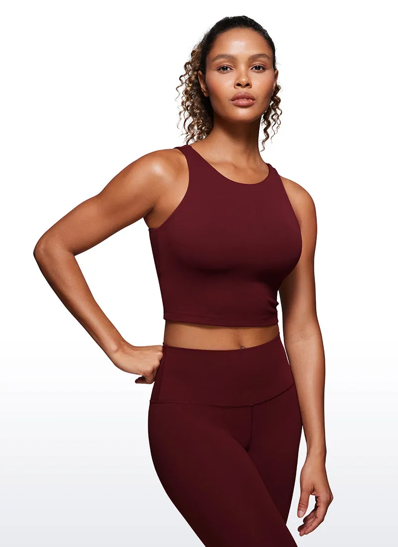 Butterluxe Cropped High Neck Tank Tops Wide Back