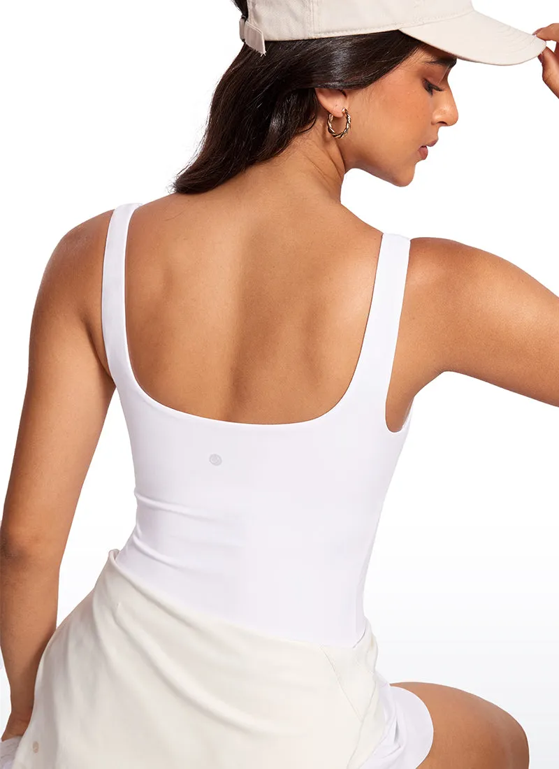 Butterluxe Waist Length Built-in Bra Tanks U Neck