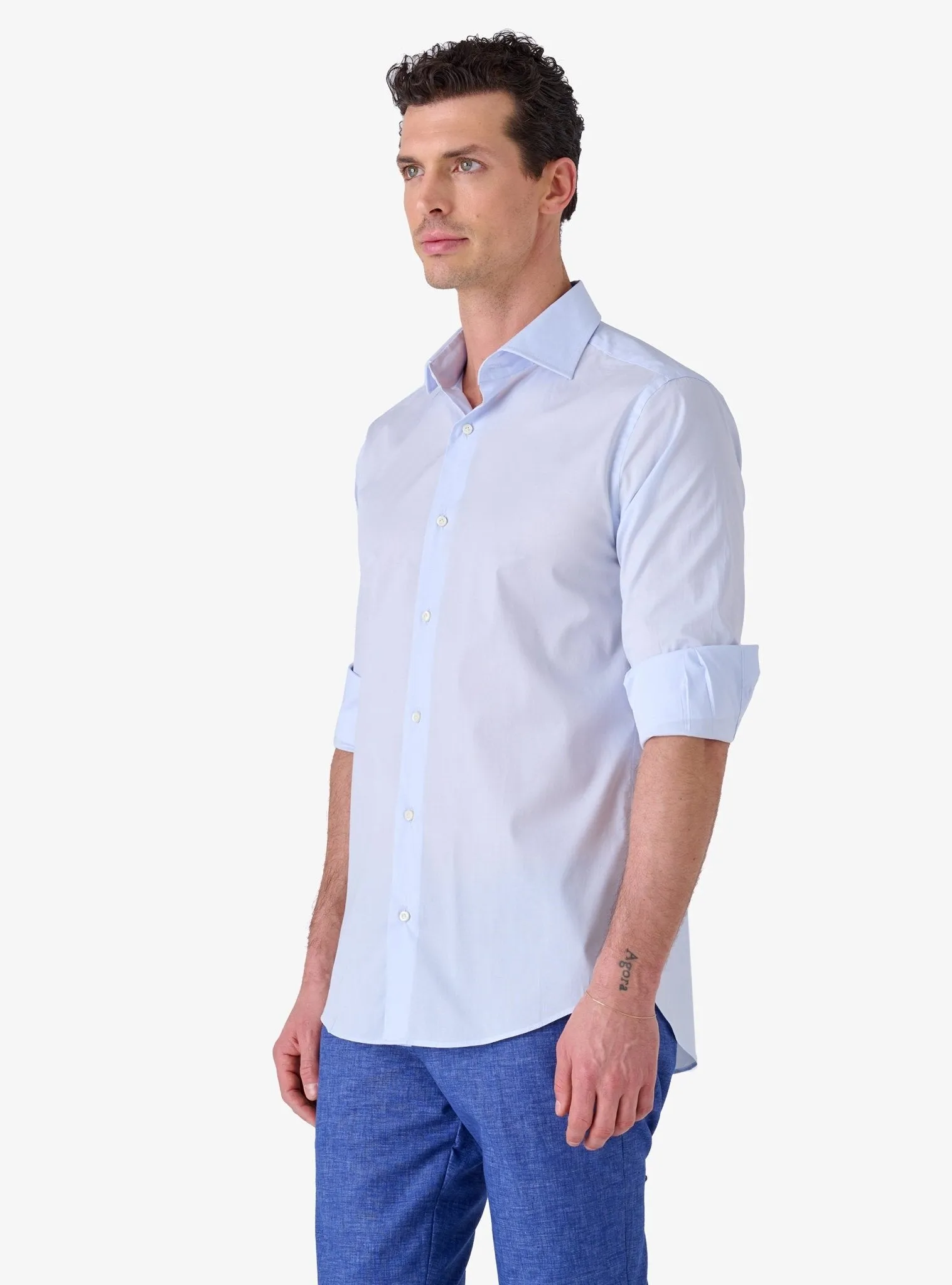 Camicia Slim-Fit Button Down in Cotone Elastic - Tony