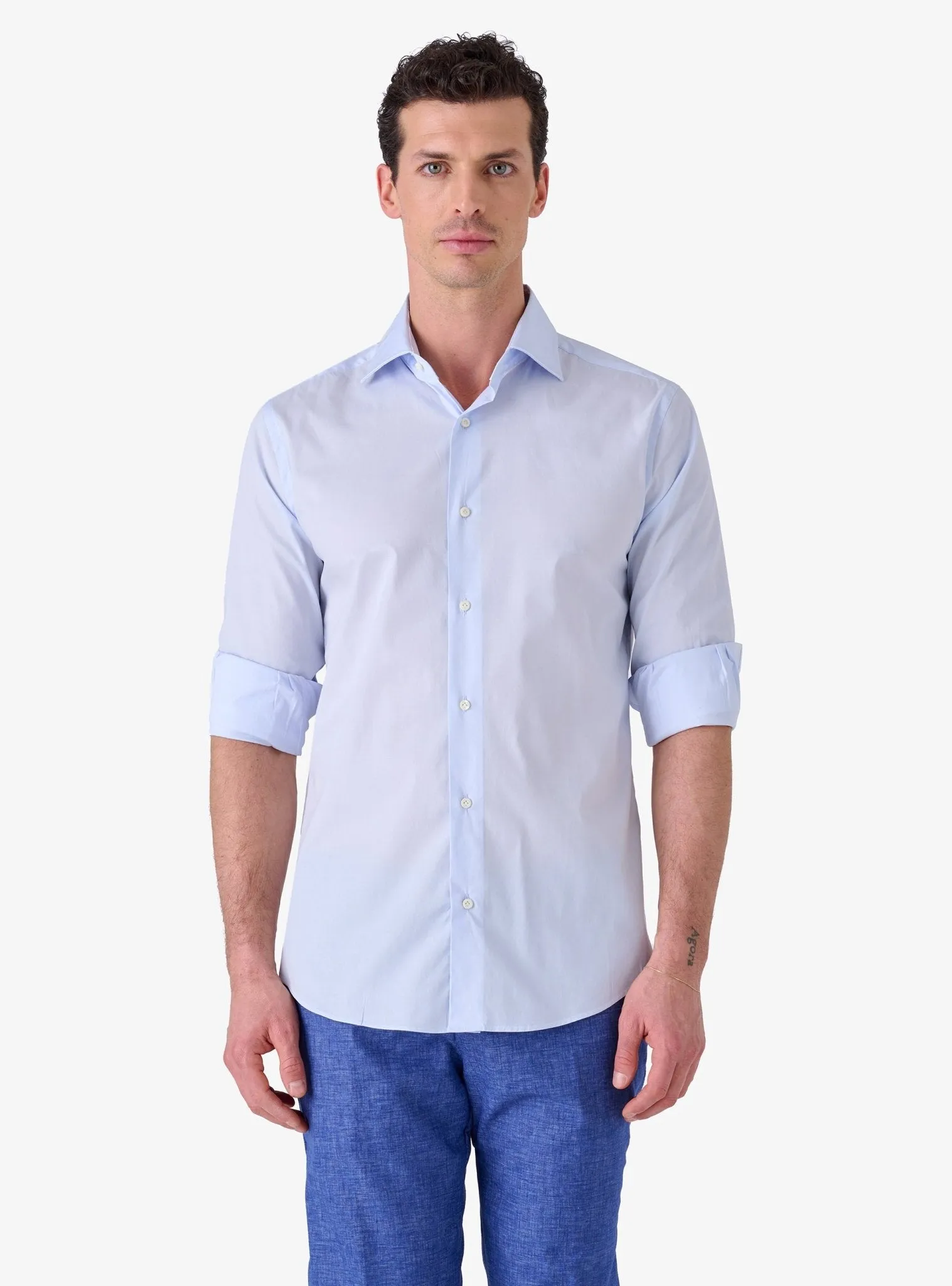 Camicia Slim-Fit Button Down in Cotone Elastic - Tony