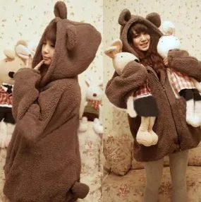 Cartoon Bear Ear Hooded Coat AD0211