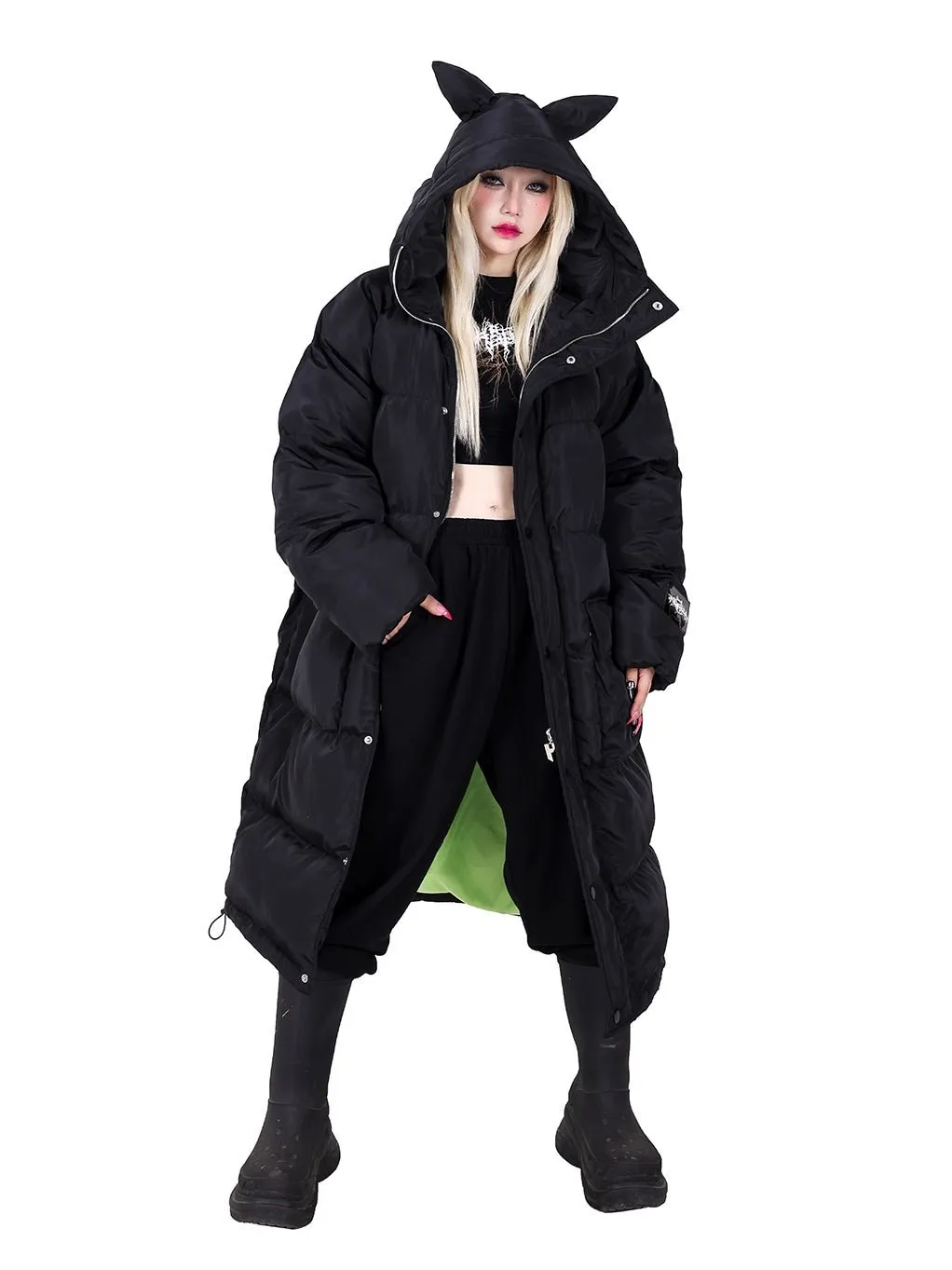 Cat Ear Hooded Loose Long Cotton Coat【s0000000303】