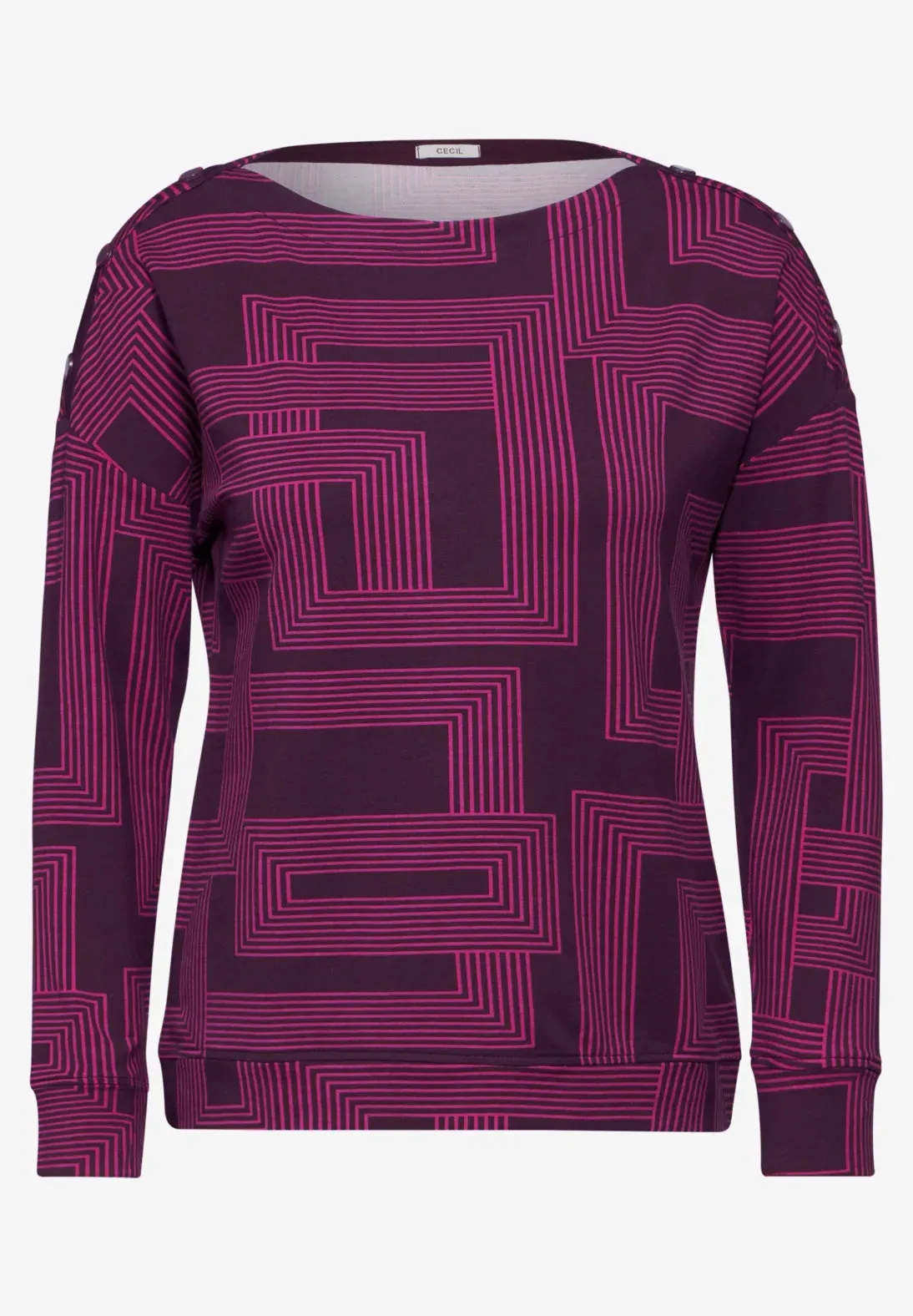 Cecil Cotton sweatshirt with round neck and long sleeves in Berry print  322075