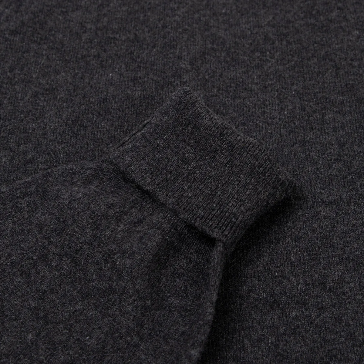 Charcoal Oban 3 button 2ply Cashmere Polo Sweater