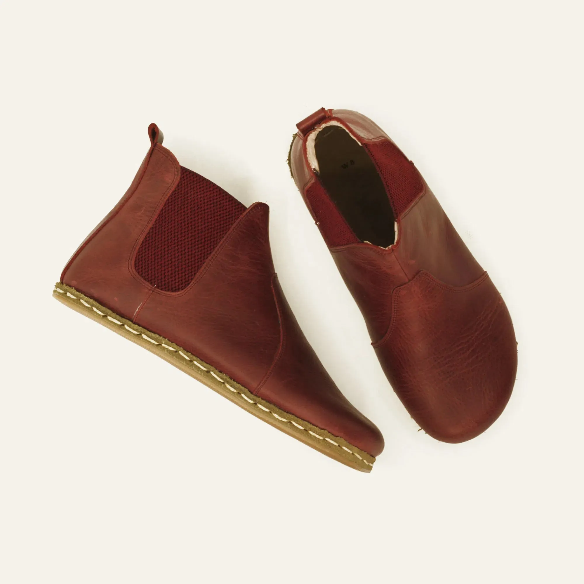 Chelsea Barefoot Boots Burgundy Handmade Women's