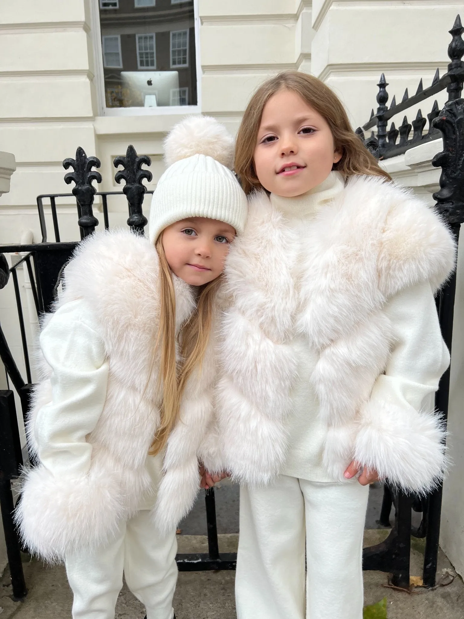 Childrens Cream Premium Faux Fur Short Gilet