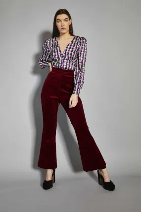 Claret-Corduroy Flared-Trousers