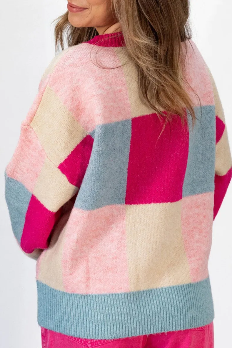 Colorblock Drop Shoulder Crewneck Sweater