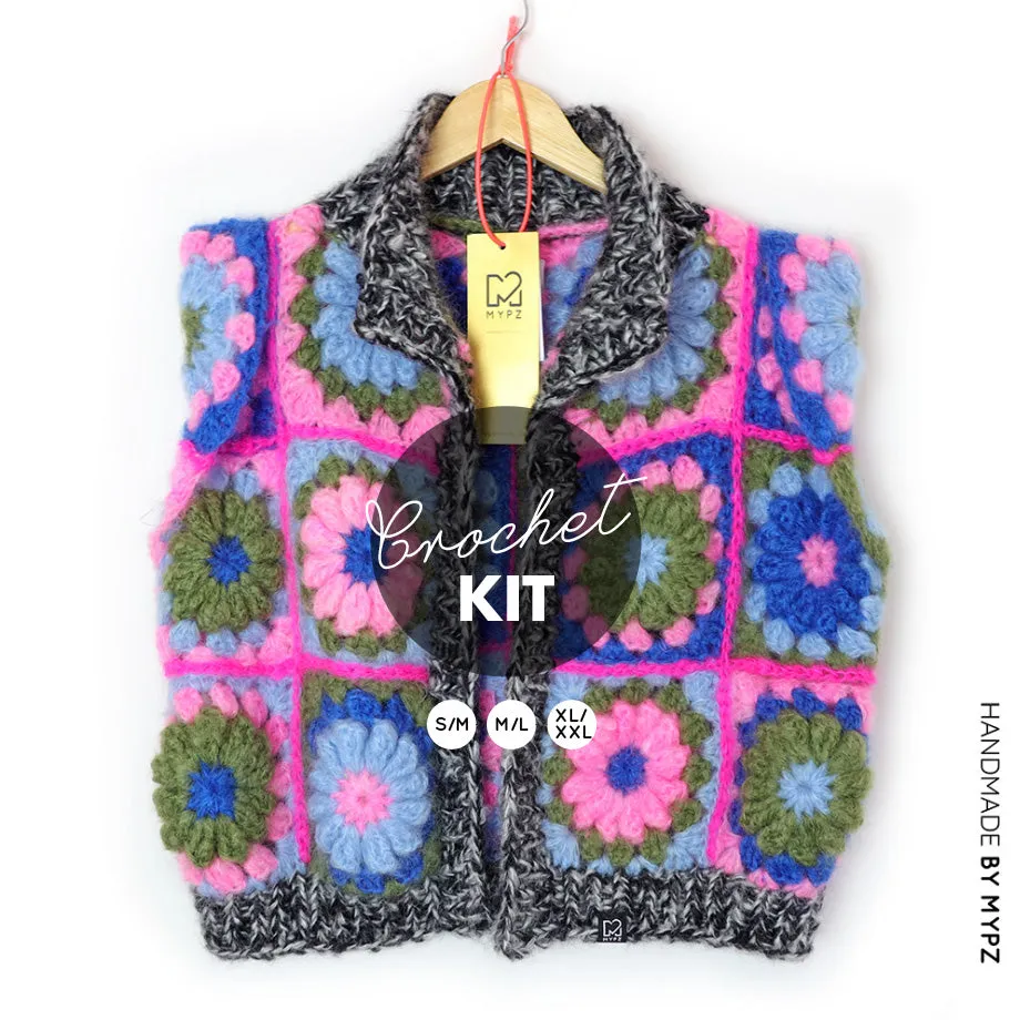 Crochet kit - MYPZ 3D Granny Gilet PinkyBlue (ENG-NL)