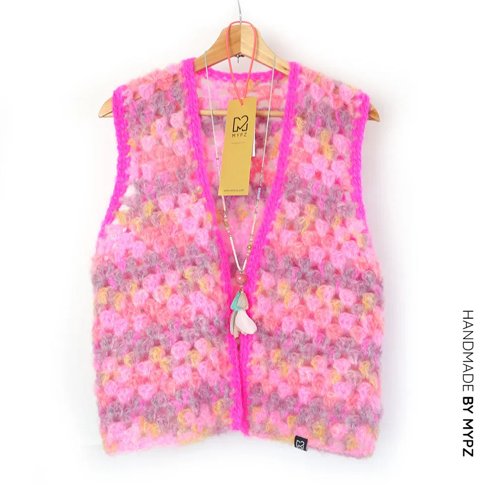 Crochet kit - MYPZ Mohair Granny stripes Gilet Karma (ENG-NL)