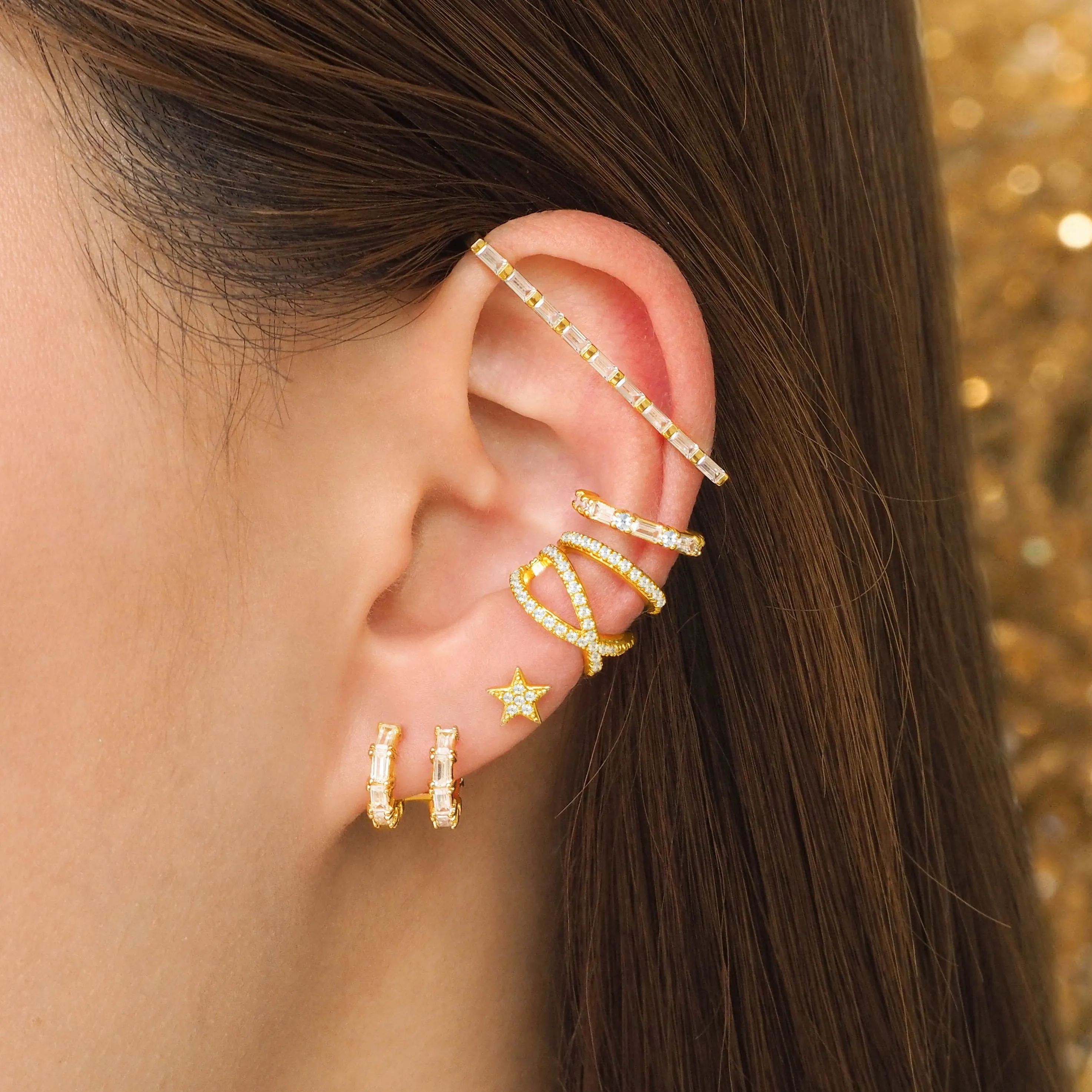 Crystal & Baguette Ear Cuff