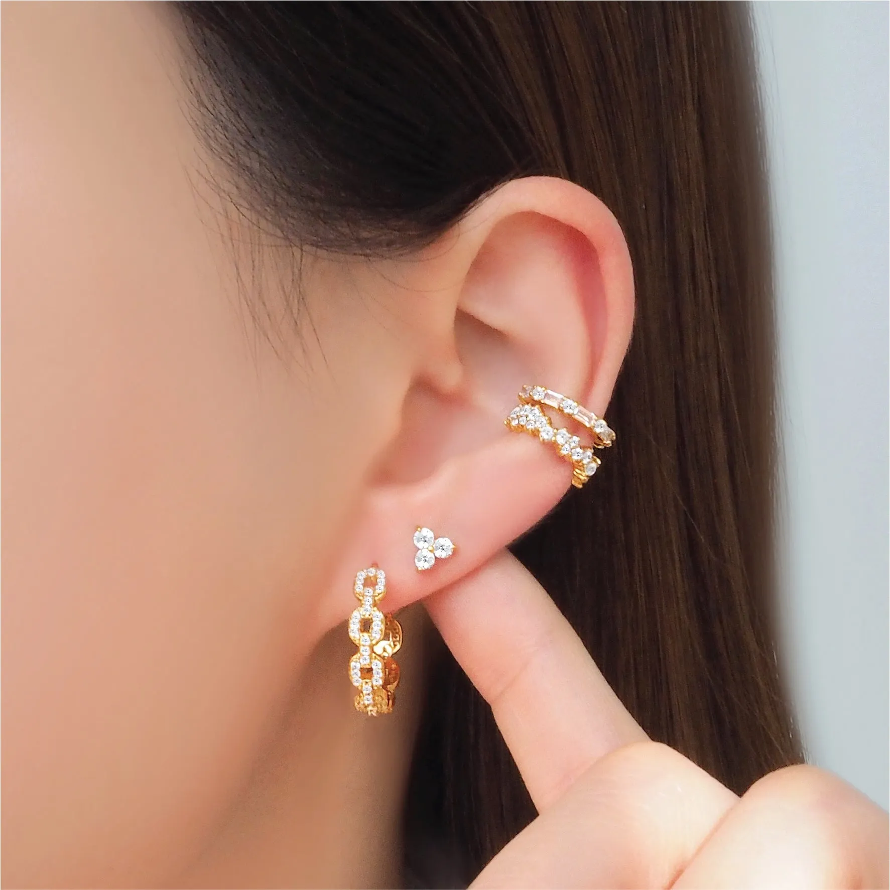 Crystal & Baguette Ear Cuff