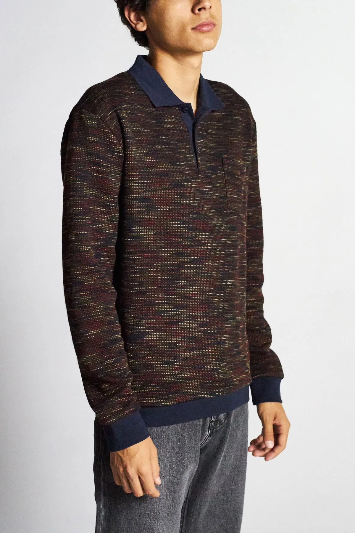 Cypher Polo Sweater - Navy/Maroon