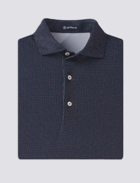 Cyrus Dot Pique Performance Polo - Admiral/Quartz