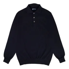 Dark Navy Oban 3 button 2ply Cashmere Polo Sweater