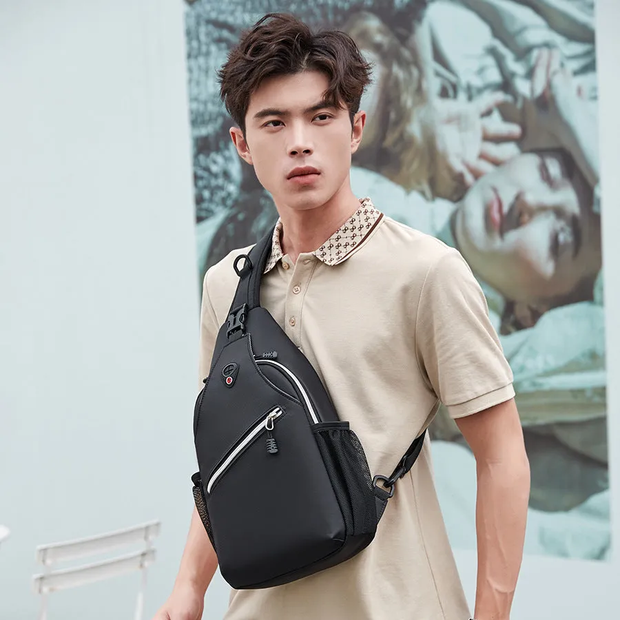 DUNNMALL Exclusive for Cross-Border Men's Messenger Bag High Sense Outdoor Casual Chest Bag Fashion Trend with Earphone Hole Shoulder Bag