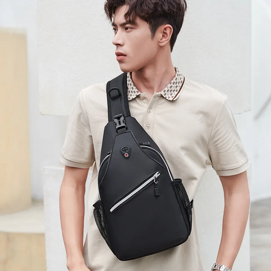 DUNNMALL Exclusive for Cross-Border Men's Messenger Bag High Sense Outdoor Casual Chest Bag Fashion Trend with Earphone Hole Shoulder Bag