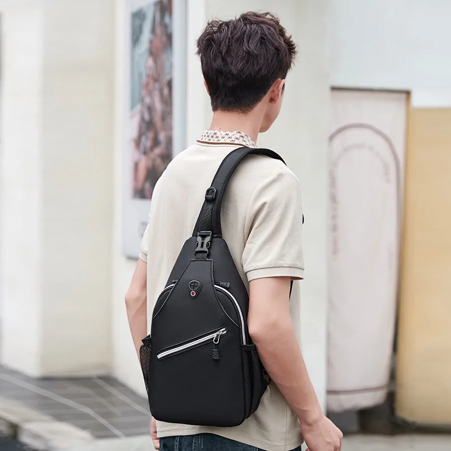 DUNNMALL Exclusive for Cross-Border Men's Messenger Bag High Sense Outdoor Casual Chest Bag Fashion Trend with Earphone Hole Shoulder Bag