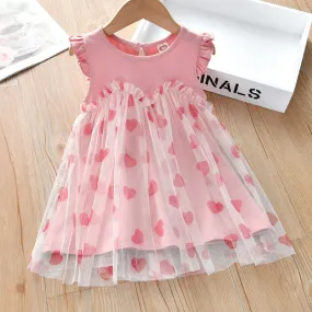 DUNNMALL  Firefly Pet  Foreign Trade Exclusive for Cross-Border Girls Dress Summer Korean Style Pink Love Gauze Dress Girls Princess Dress