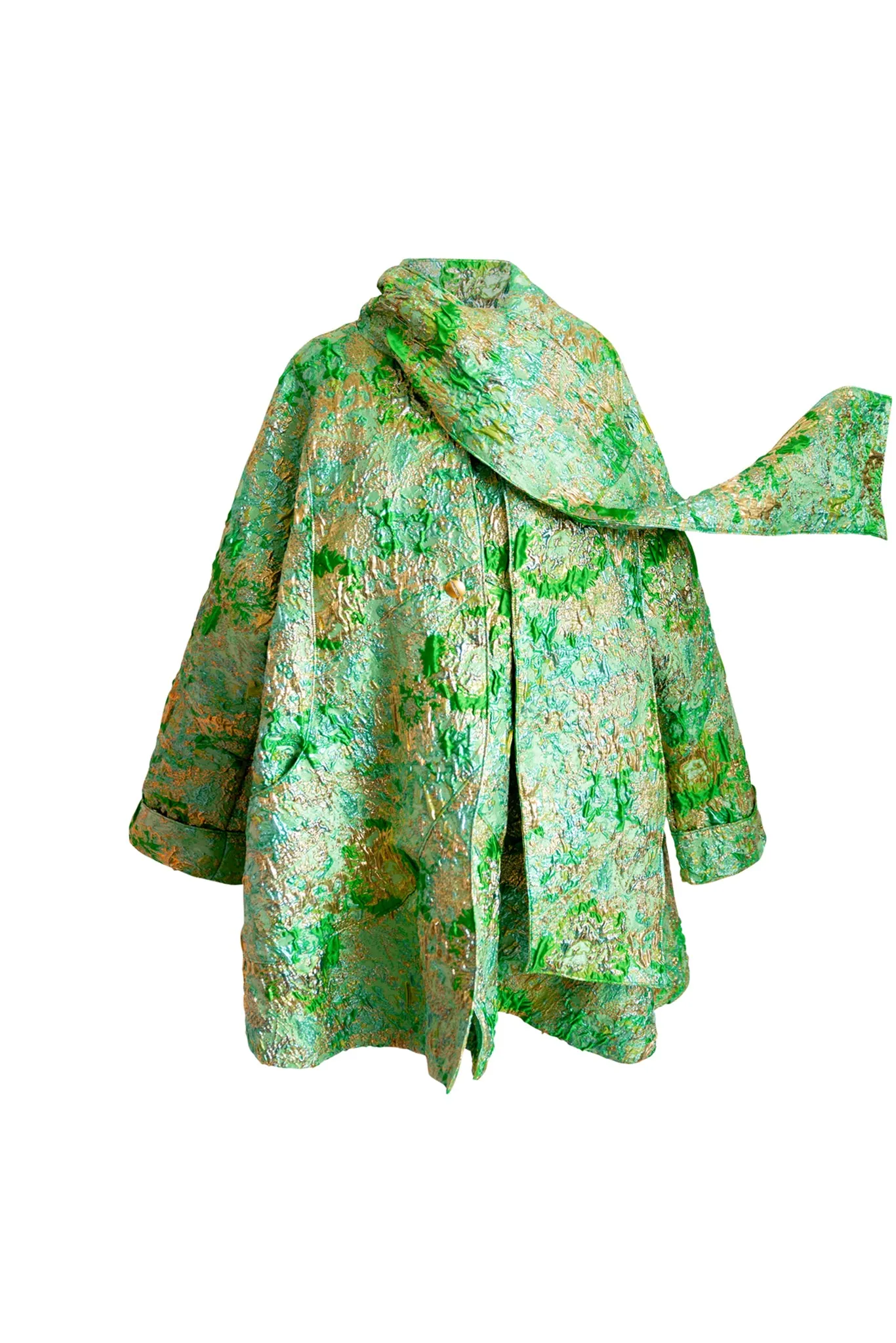 Earhart Scarf Coat in "Flight” (Green)