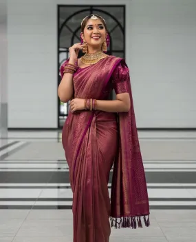 Fairytale Purple Soft Silk Saree with Energetic Blouse Piece