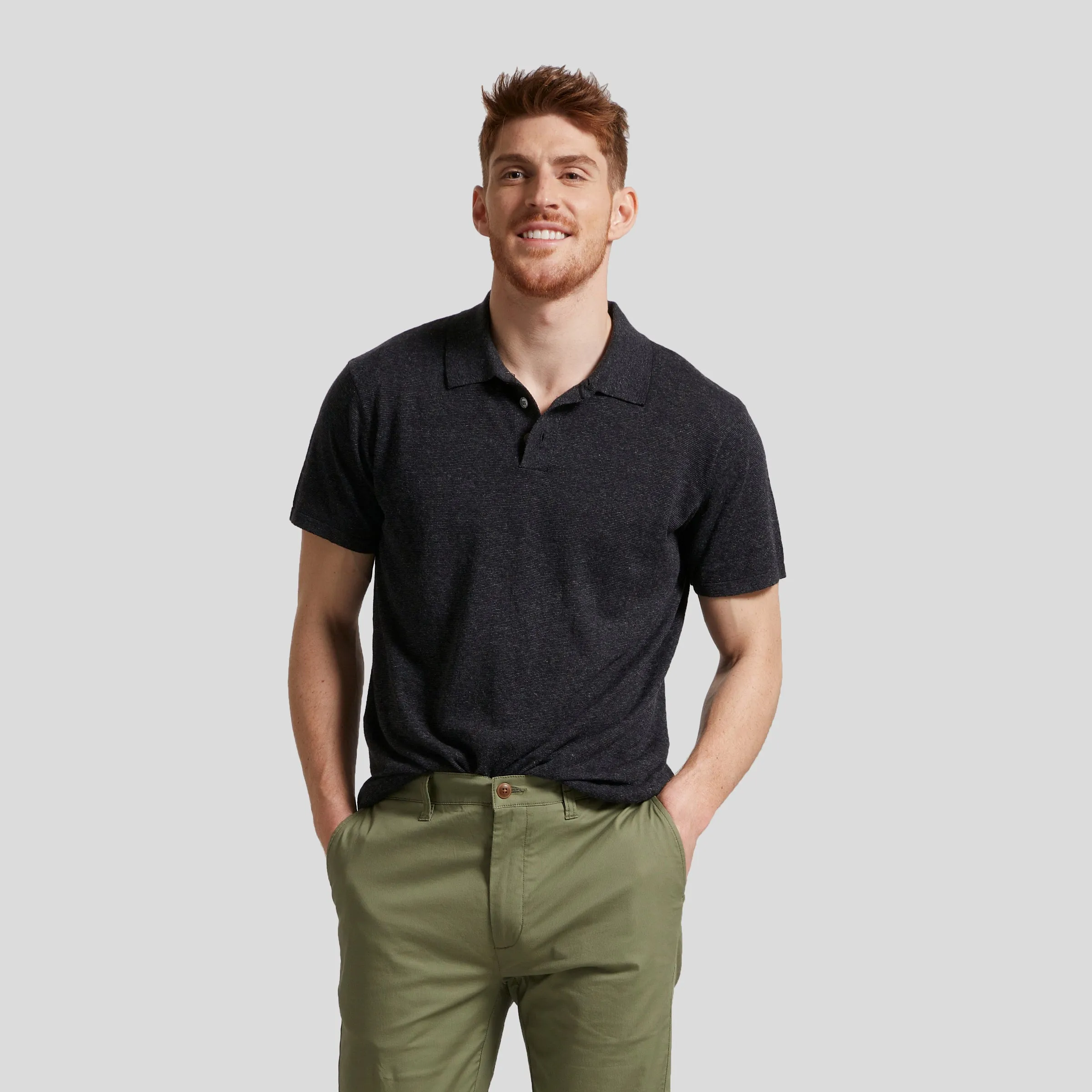 Featherweight Sweater Polo - Charcoal