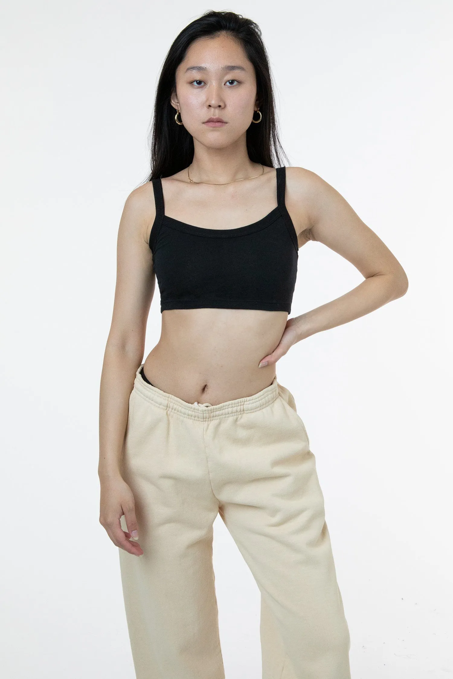 FF016 - Poly Cotton Cropped Spaghetti Tank Top